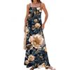 Women's Spring And Summer Casual Fashion Adjustable Suspenders Printed Long Dress
