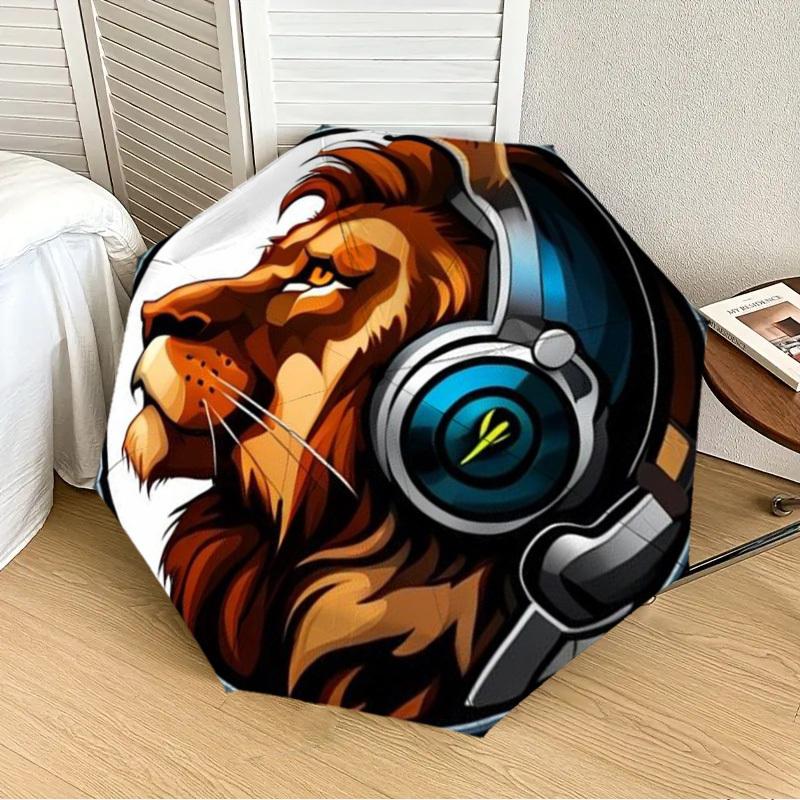 1pc DJ Lion Automatic Folding Umbrella - Compact 8-Rib Design,Perfect Gift for Friends & Family Yy250926018