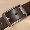 Men's Genuine Leather Belt with 3.8 Wide Pin Buckle
