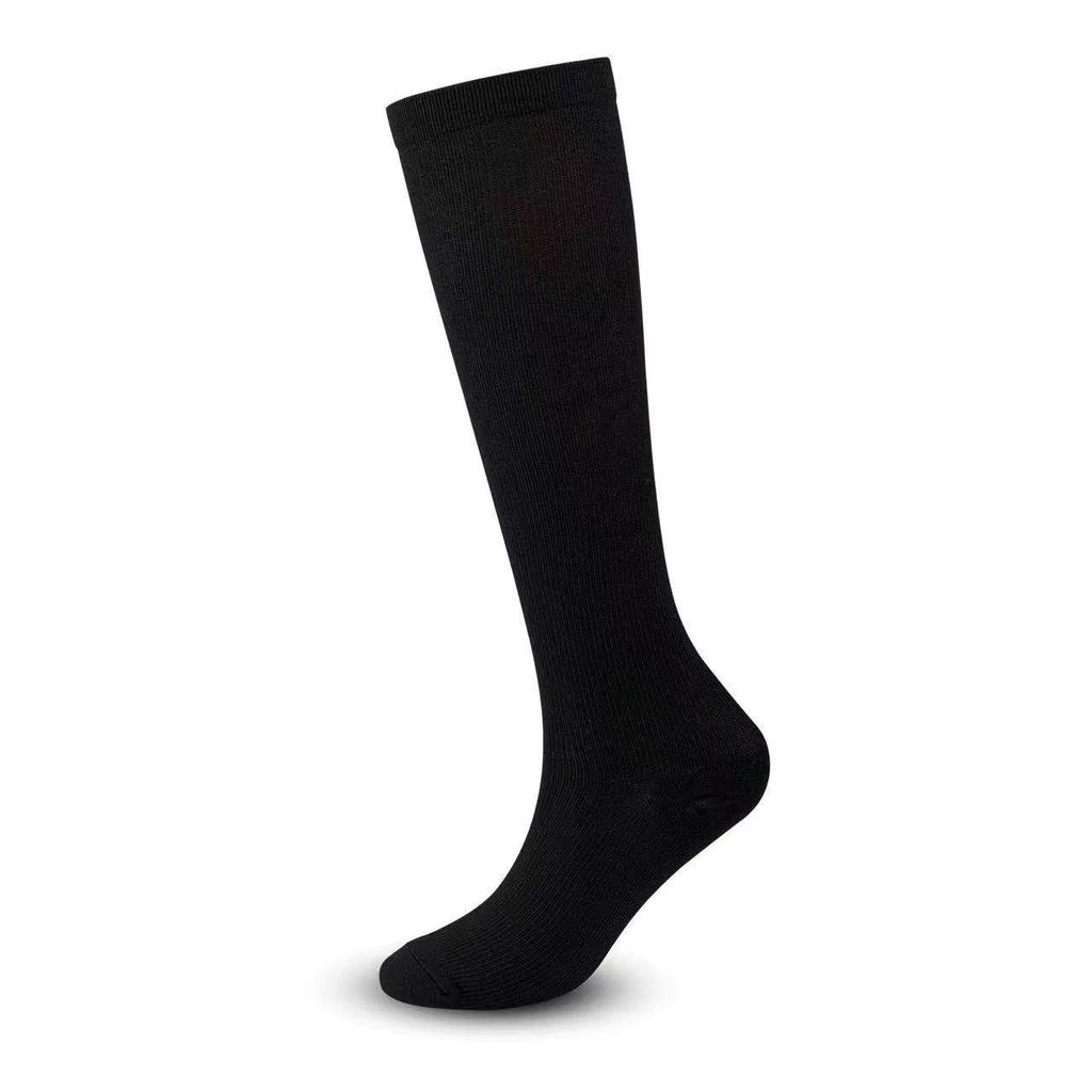 Elastic Compression Running Socks - Solid Color, Shock Absorption, Mid-Length for Sports, Basketball, Marathon