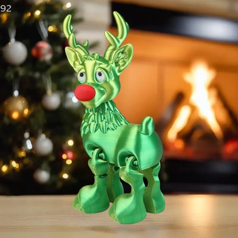 Niedlicher Weihnachtselch Gelenkig Bewegliche Figur Bürodekoration Kindergeschenk 3D Gedrucktes Spielzeug Simulierte Statue Ornamente