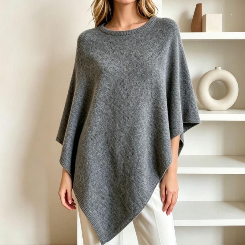 Vendita all'ingrosso del produttore autunno e inverno nuovo scialle lavorato a maglia europeo e americano girocollo maglione a mantella largo da donna
