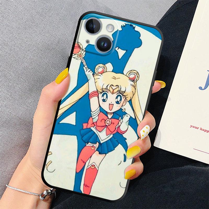 Black Soft Case for Apple iPhone 6s 11 8 XS X 13 Pro Max XR 7 12 Mini 14 Plus SE 14Pro Back Cases Sailor Cartoon M-Moons Cover
