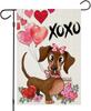 Valentines Day Garden ags for Outside, Dachshund Dog with Balloons Small Seasonal Decoration for Holiday Anniversary Weddi SSL