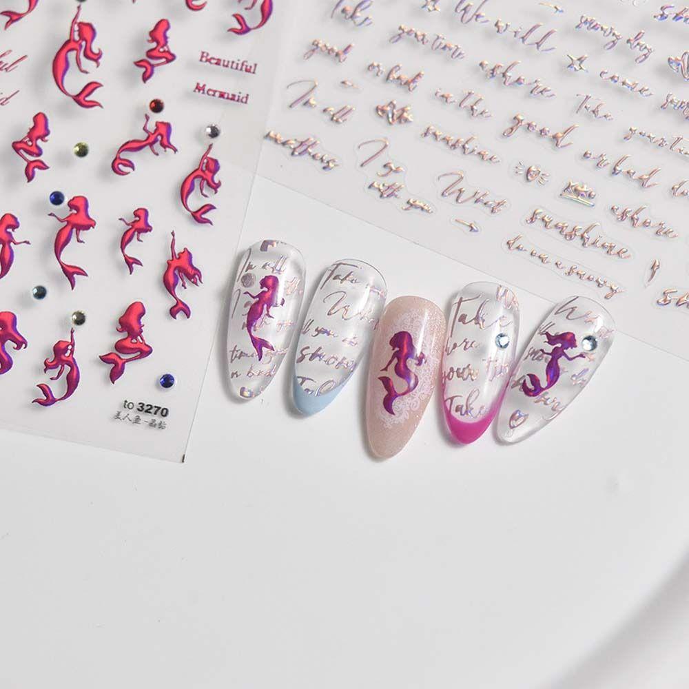 

Manicure Ornaments Bronzing Mermaid Nail Decals English Letters Nail Decorations Girls