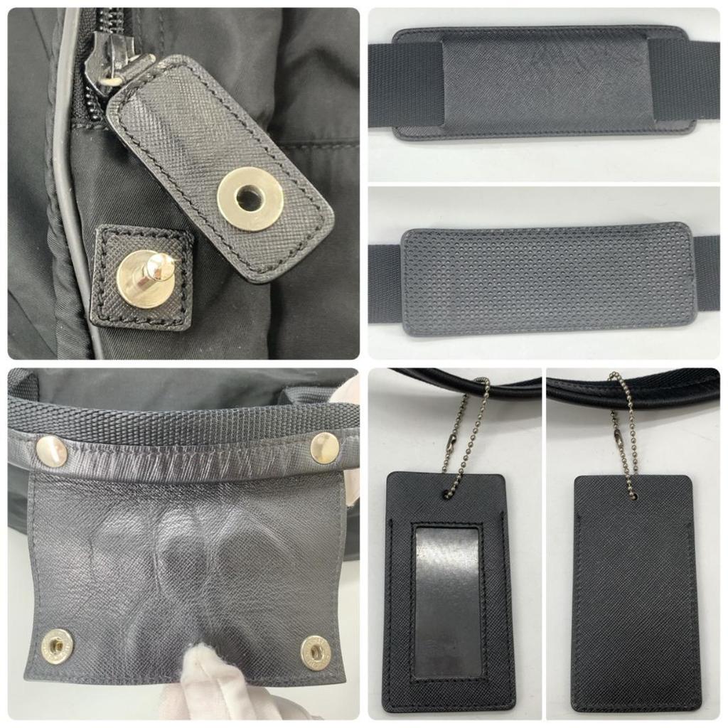 PRADA Boston Bag Travel Bag Shoulder Bag Large Logo Tessuto Nylon Saffiano Leather Black Triangle Logo Plate A4 Capacity 2WAY Men's