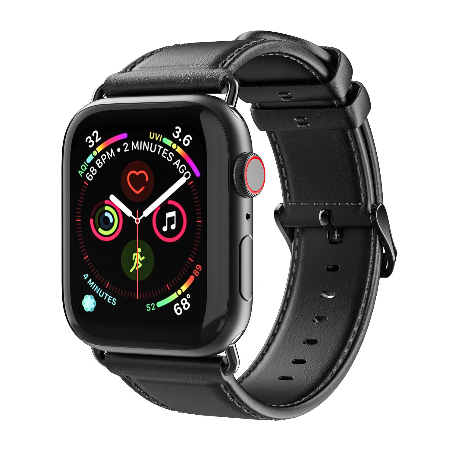 

DUX DUCIS Watch Strap for Apple Watch Series 10 Ultra 9 8 7 SE 6 5 4 3 2 1 46mm 49mm 45mm 44mm 42mm Cowhide Leather Band Black