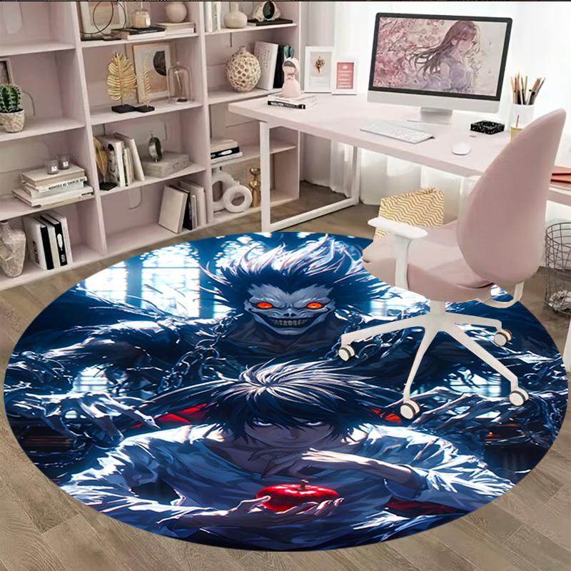 1pc D-Death Note  Carpet, Round Rug, Comfortable, Suitable for Entryways, Living Rooms, Office, And Bedrooms, Christmas Decoration