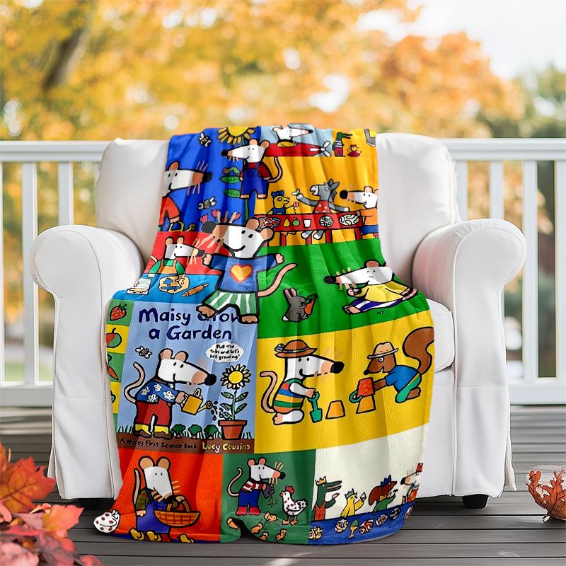 Maisy Mouse Theme Printed Blanket - Perfect for Couch, Bed, Travel & Outdoor Use | Machine Washable, Cozy & Durable.