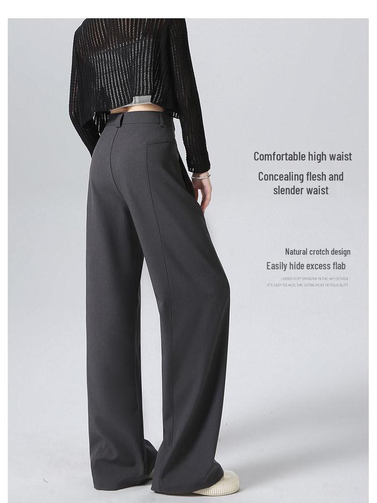 Women's High-Waisted Gray Wide-Leg Trousers - Spring/Autumn 2025 Collection