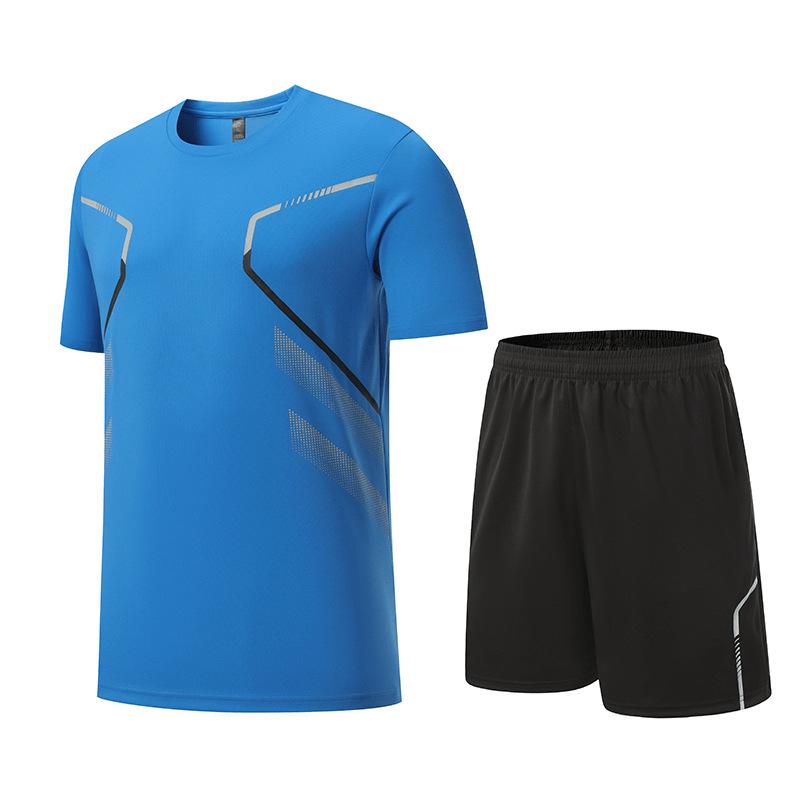 Men's Quick-Dry Short-Sleeve Sportswear Set for Summer Running and Fitness