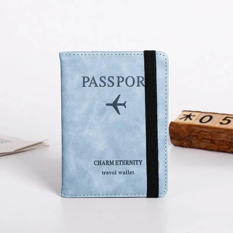 Women Men RFID Vintage Business Passport Covers Holder Multi-Function ID Bank Card PU Leather Wallet Case Travel Accessories