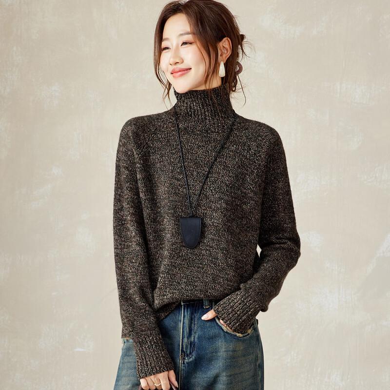 Srcr Women's Loose Fit High-Neck 100% Wool Sweater