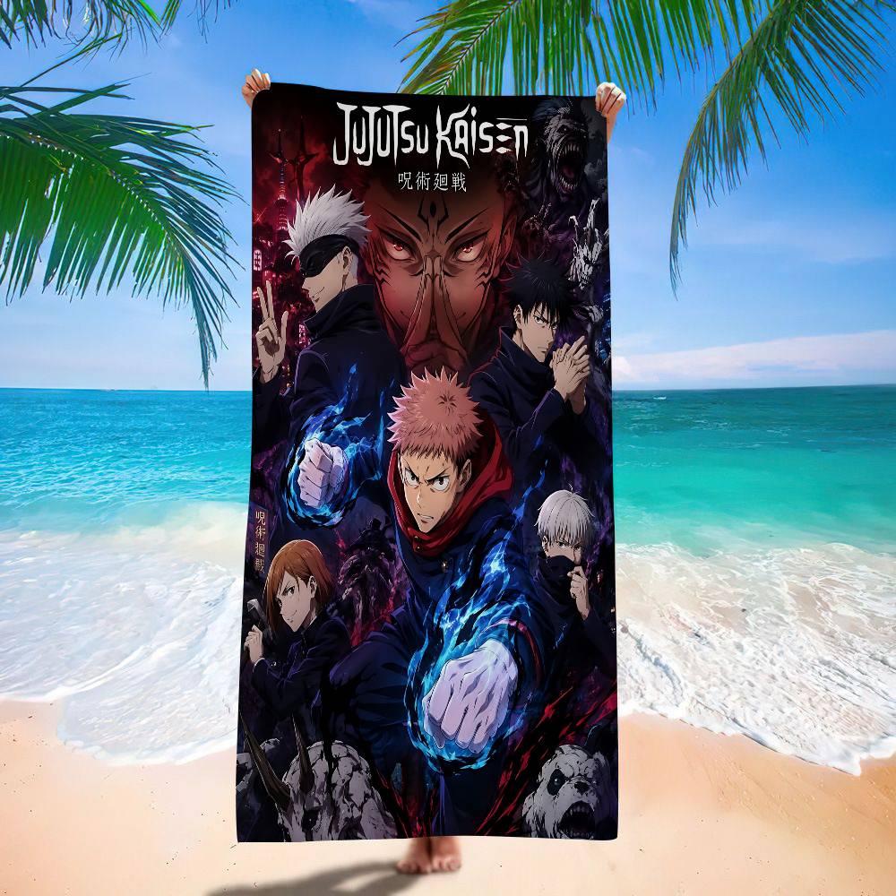 Vintage Anime J-Jujutsu K-Kaisens G-Gojos Satoru Kraft Big Microfiber Beach Towels Towel Sand Beach Towels Pool Towel For Travel