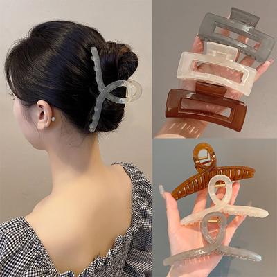 Kunststoff Transparent Große Größe Haar Klaue Mode Damen Haar Clips Frauen Haar Zubehör Kopfbedeckungen Pferdeschwanz Haarnadeln Kopfbedeckungen