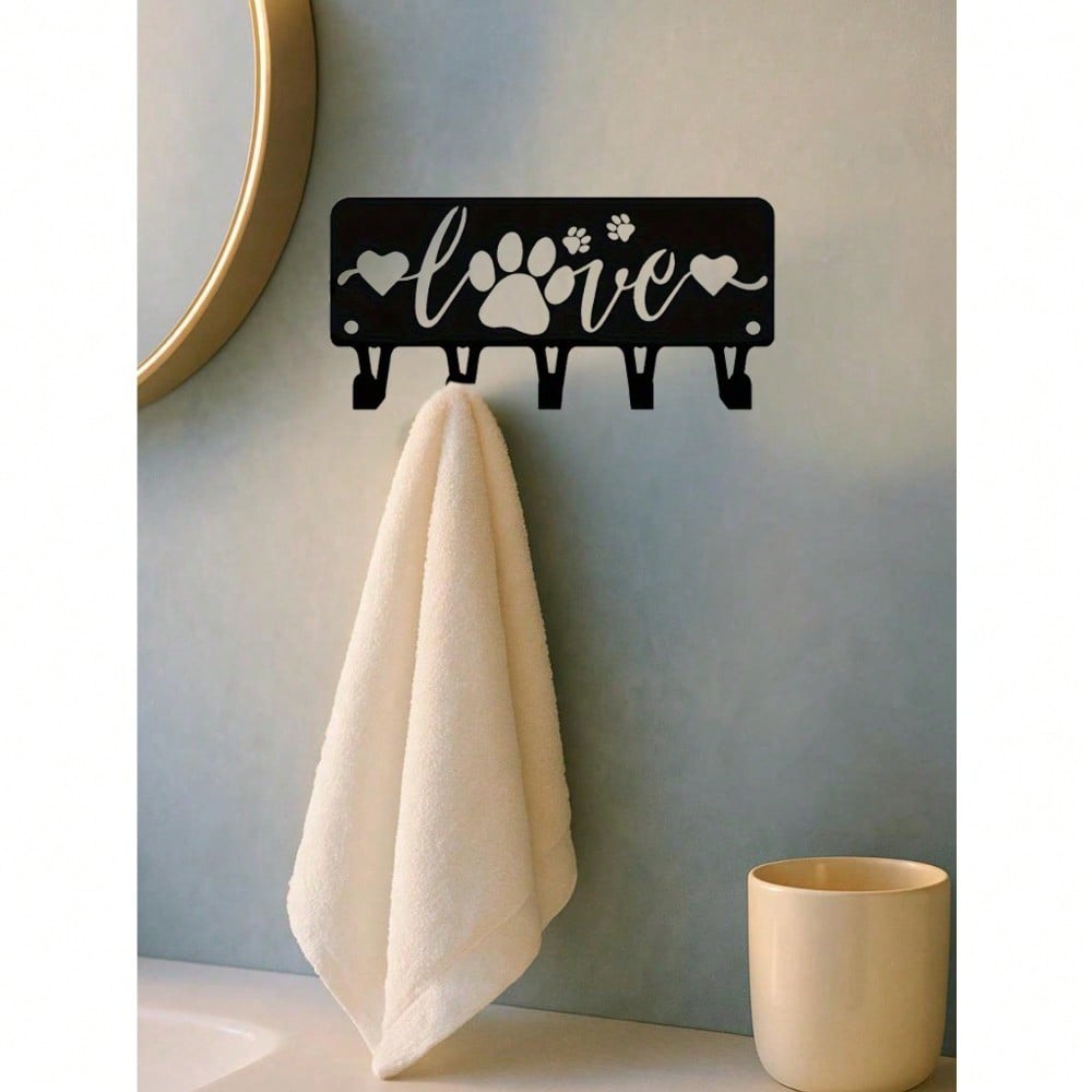 Puppy Key Holder Wall Hook & Metal Towel Rack, Scenery Holiday Decor