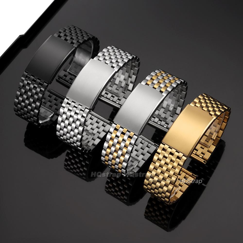 Premium Stainless Steel Watch Strap 20mm 22mm Universal Bracelet Metal Folding Buckle Business Replacement Wristband Accessories