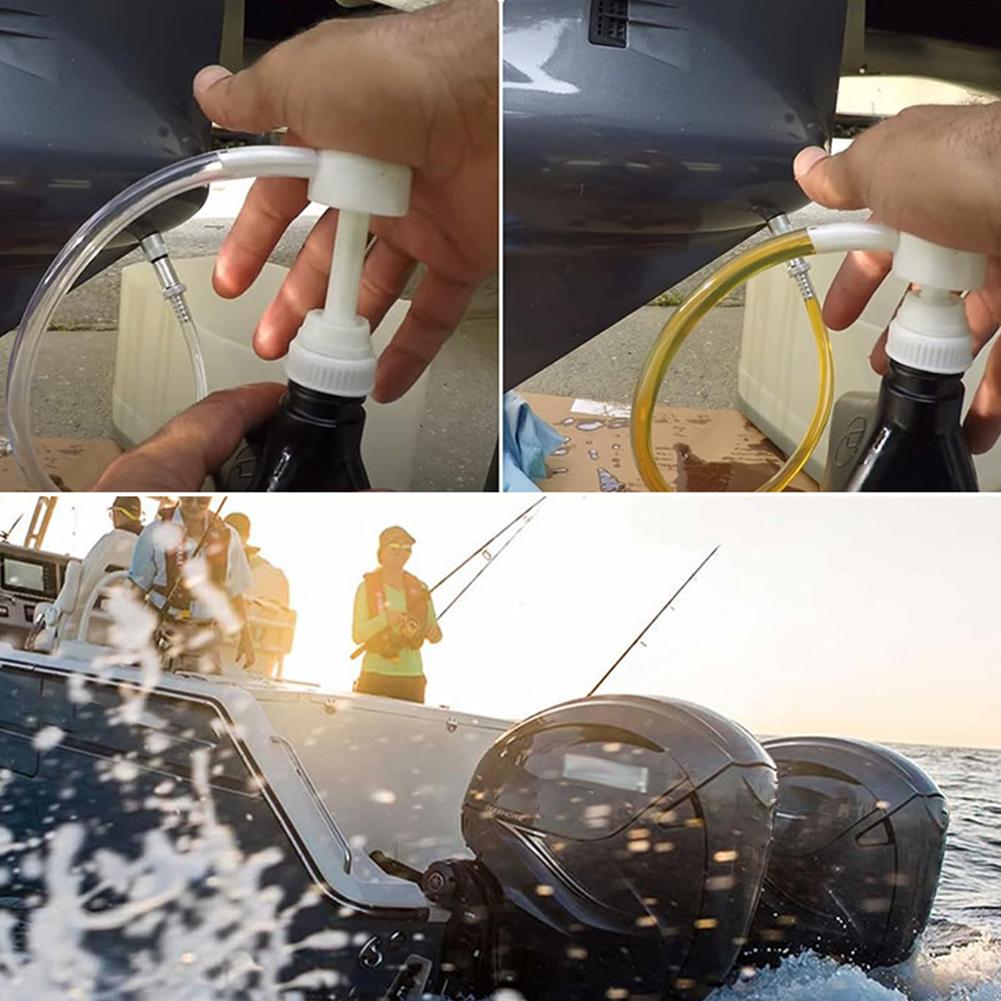 Lower Unit Gear Oil Pump With 3/8inch 8mm 10mm Adapters 1 Set For Standard Quart Bottles Mariner Outboards Motors Metal Swivel