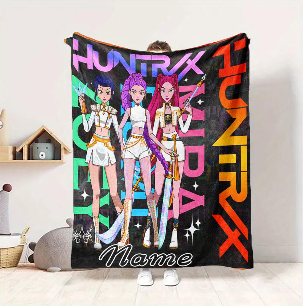 Custom Name Neon Vibes Flannel Blanket Throw Blanket Soft Warm Sofa Bed Home Decor Unique Gift