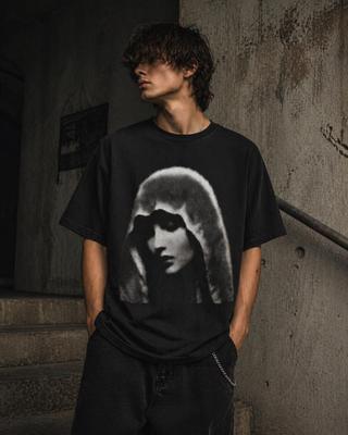 Unseen Presence Graphic Tee, Dark Aesthetic Shirt, Gothic Streetwear T Shirt, Minimalist Hooded Portrait Tee, Grunge Black Unisex Shirt