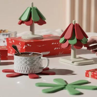 Tragbare Silikonmatte Isolationsmatte Weihnachtsbaum Hochtemperaturisolierung Tischmatte Rund Quadratische Basis Antifouling-Matte