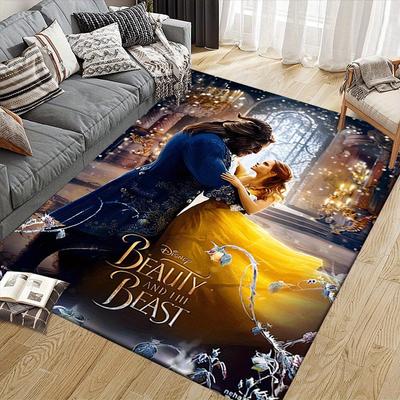 1pc Beauty and the Beast Carpet Area Rug, Bedroom, and Playroom Durable, Stain-Resistant, and Easy To Clean, Living Room
