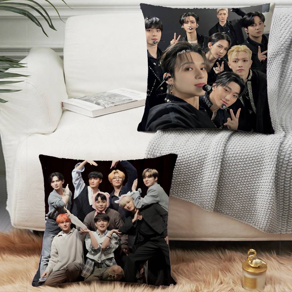 Kpop A-AteezS Pillow Case Short Plush Double-sided Print Square Throw Pillow Covers Sofa Home Cushion Decor