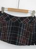 Women's Slim-Fit Low-Waist Pleated Plaid Mini Skirt with Button-Up Slit - Autumn Anti-Exposure Design