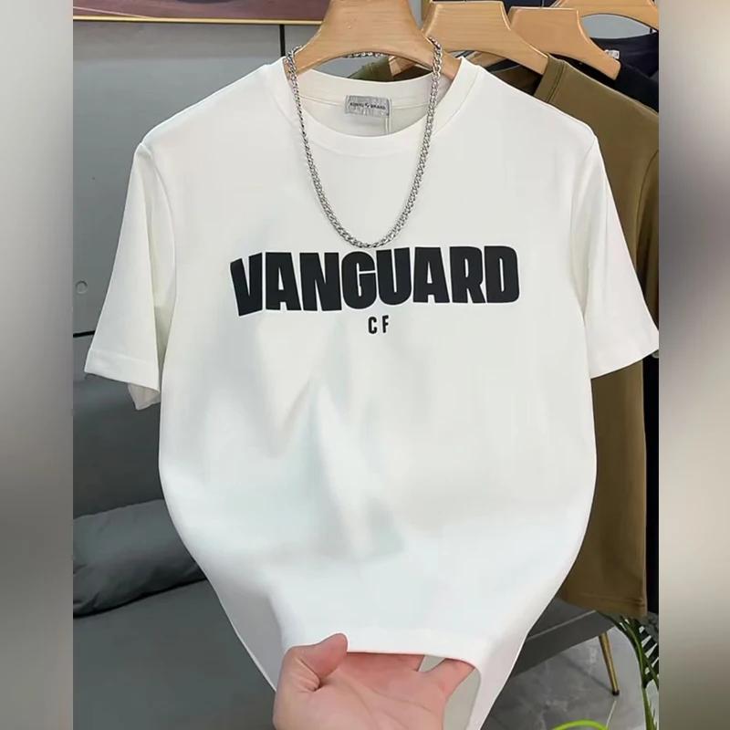 

Летняя мода, тяжелая ретро мужская футболка с английскими буквами из 100% хлопка с принтом и круглым вырезом, высококачественная повседневная уличная футболка для фитнеса S бежевый