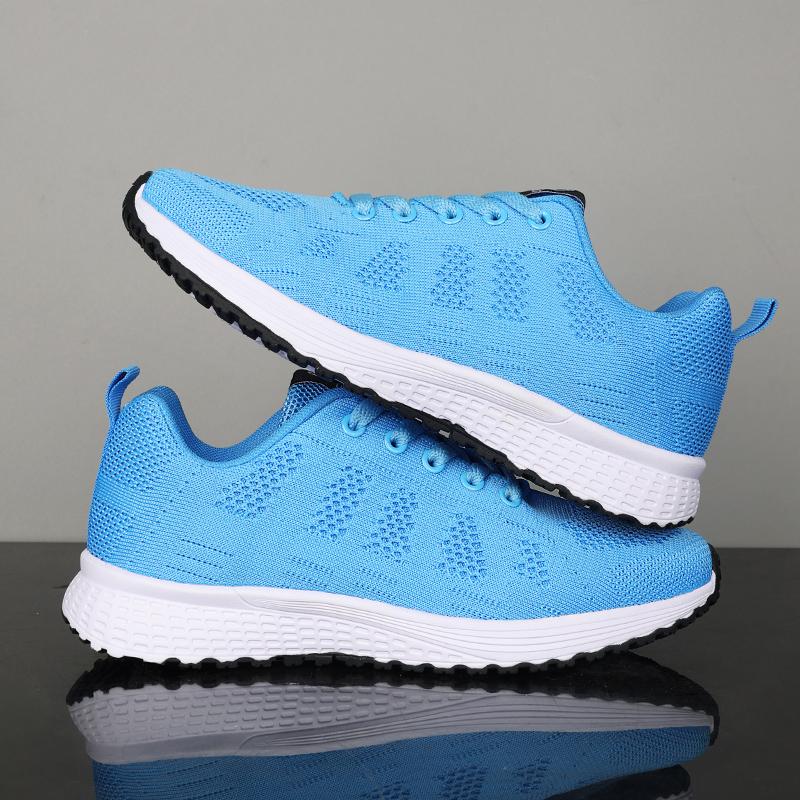 

Женские дышащие трикотажные кроссовки, повседневная обувь на шнуровке для отдыха на открытом воздухе, легкие низкие прогулочные туфли 38