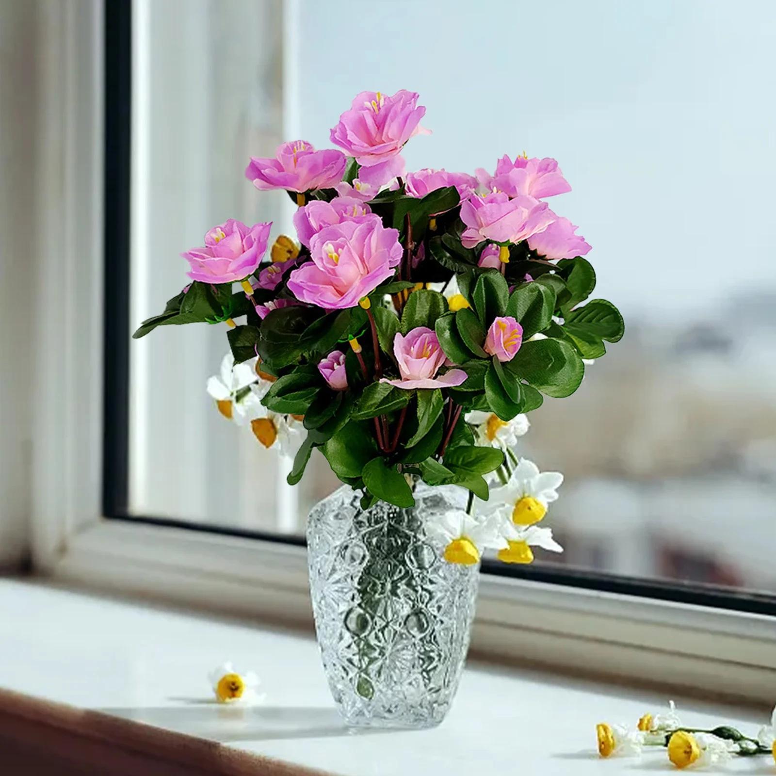 

Indoor Silk Flower Artificial Faux Flowers Outdoor UV Resistant Garden Plants Faux Plants For Indoor Home Kitchen Table Centerpieces Decor фиолетовый