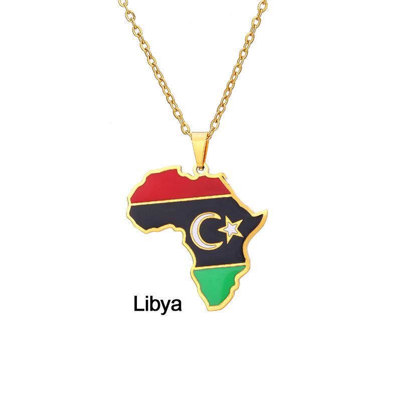 Edelstahl Afrikanische Karte Halskette: Elfenbeinküste, Ruanda, Ägypten, Uganda