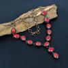 Red Coral Handmade Gemstone Necklace, Copper Electroformed Necklace Antique Jewelry, Adjustable Chain Necklace Engagement Gift