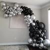 Black White Balloons Garland Arch Metal Silver Confetti Ballon Kit New Year 2026 Graduation Baby Shower Gender Reveal Decoration