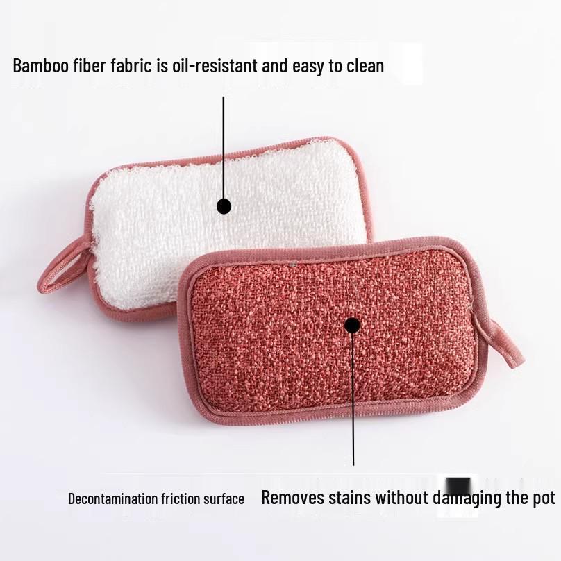 Bamboo Fiber Sponge & Dish Scrubber – Durable, Non-Shedding, Oil-Resistant, Multi-purpose Kitchen Cloth & Brush.