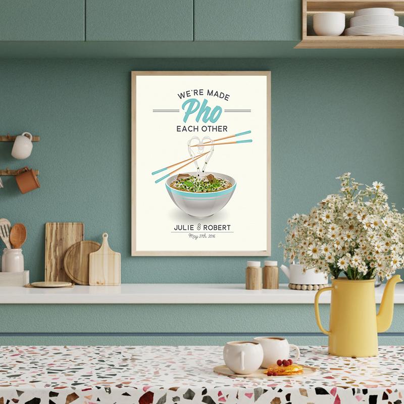 Bowl Food Posters and Prints Rice Noodle Egg Pho Canvas Painting Nordic Wall Art HD Picture Modern Kitchen Restaurant Home Decor