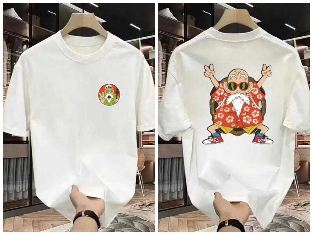 Dragon Ball character Master Roshi Printed edge t-shirt pure cotton round neck short sleeve top for men and women Streetwear