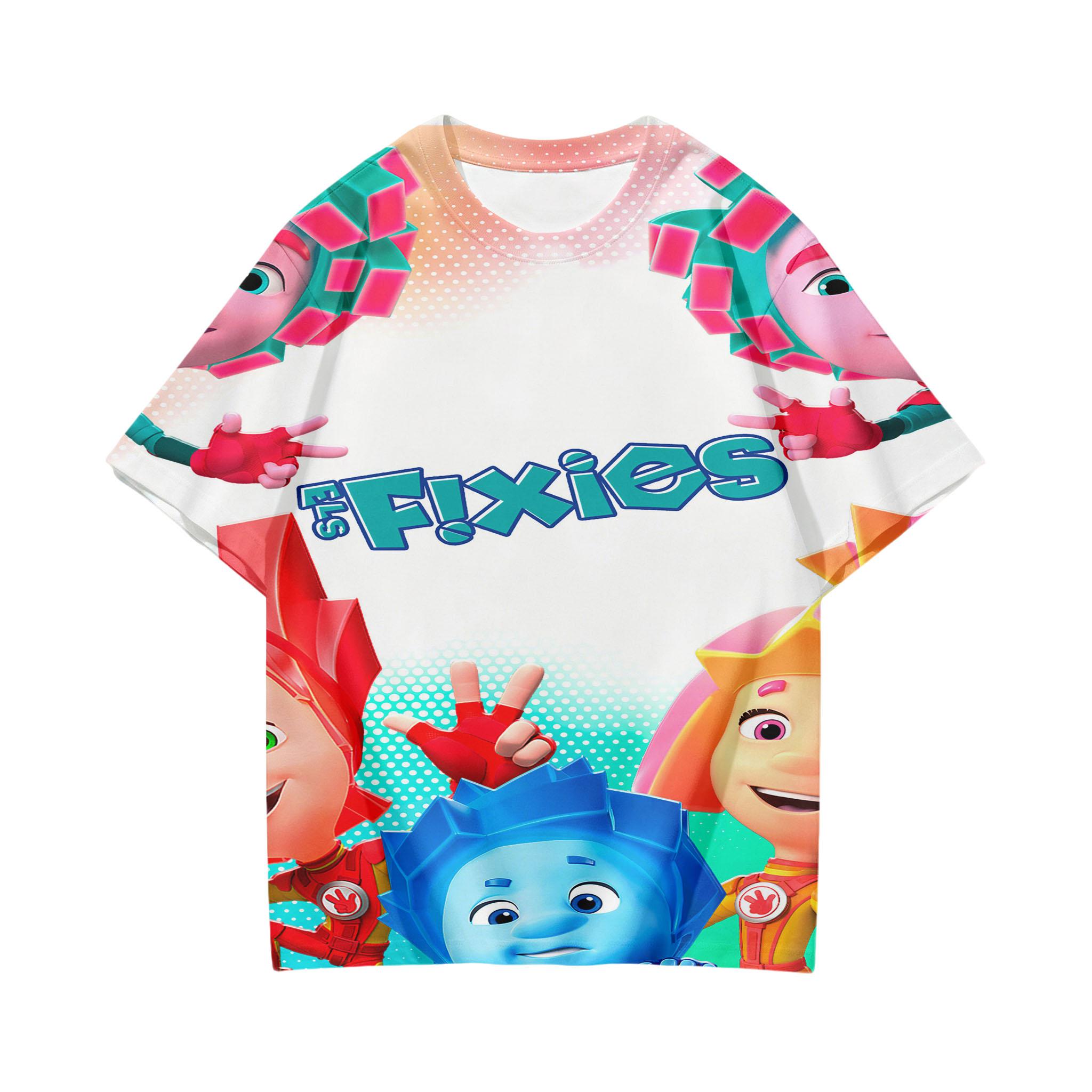

The Fixies Short Sleeve T-Shirt Kids High Quality Tops Childrens Clothing 3D Cartoon Print Boys Girls O-neck Comfortable Tees 110