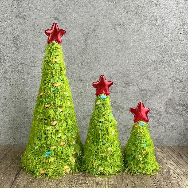 Christmas Christmas Desktop Ornaments Christmas Gifts Colorful Dot Design Cute Plush Christmas Tree Exquisite 3PCS/Set