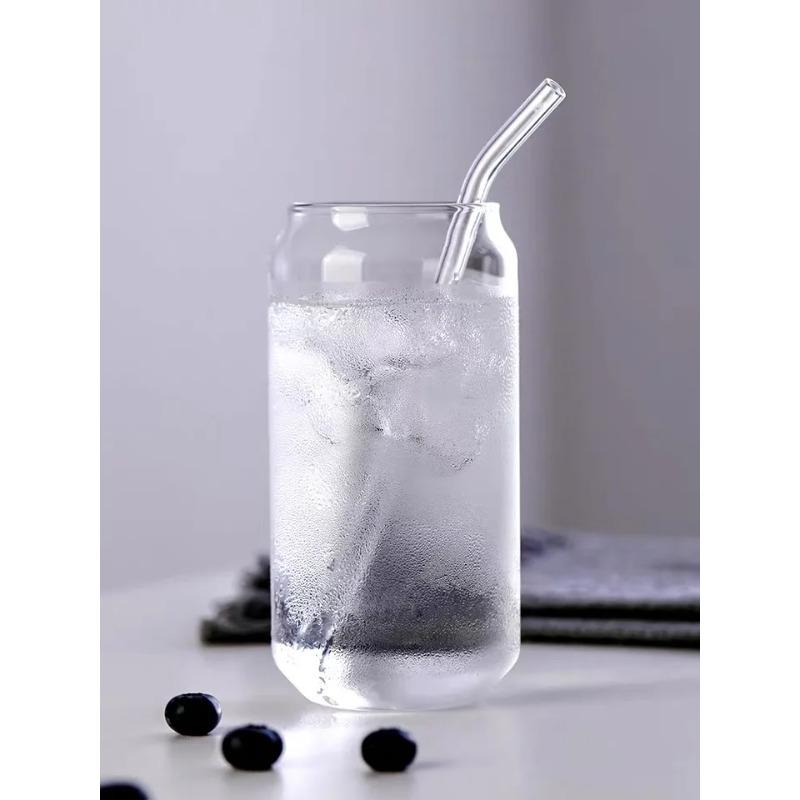 390ml 13oz 540ml 18oz Drinking Glass Cup Beer Can Shape Mug Heat Resistant Tumbler With Glass Straw