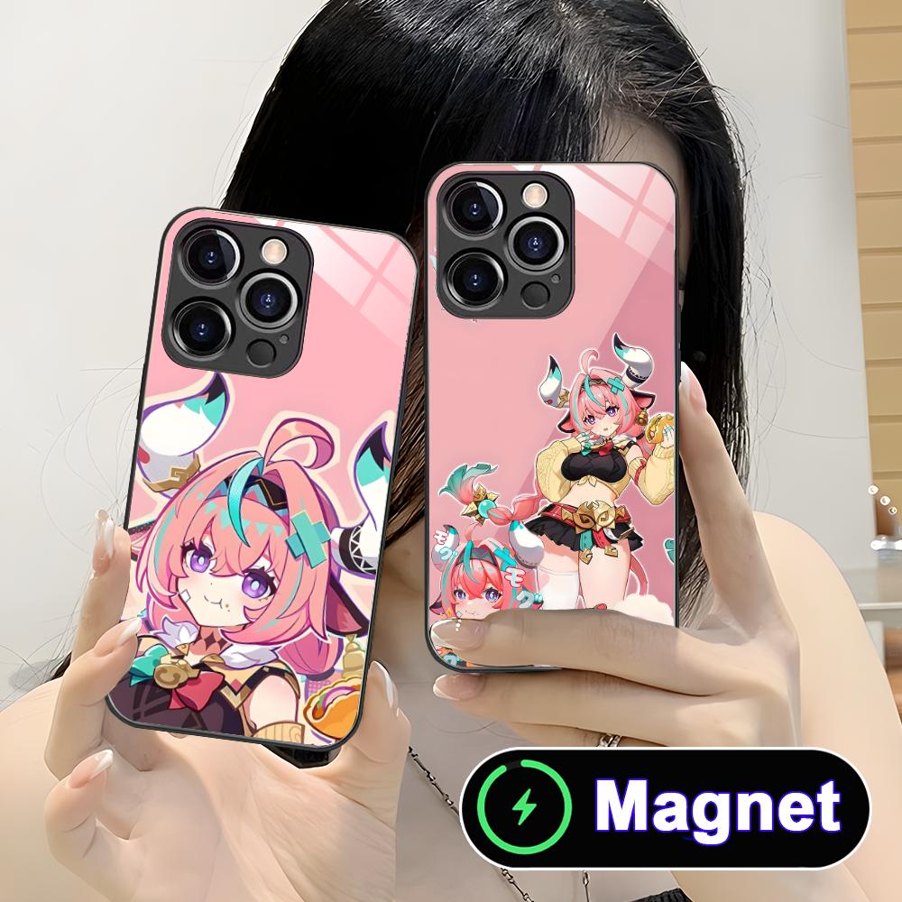 Game GI Varesa Glass MagSafe Mobile Phone Case for iPhone 17 16 15 14 13 12 11 Air Pro Max Plus Mini Colorful Cover