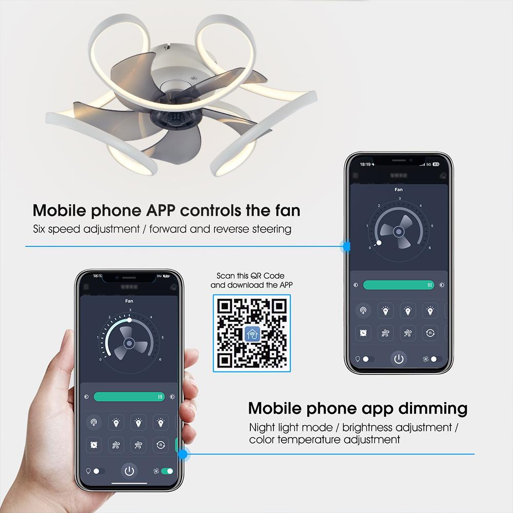 Retro Ceiling Fan With Lights LED ceiling fan lamp Bedroom Decor Ventilator Lamp Silent Chandeliers Fan Luster Lighting Fixtures