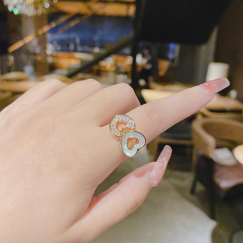 Exquisite Adjustable Heart Cat's Eye Zircon Ring for Women