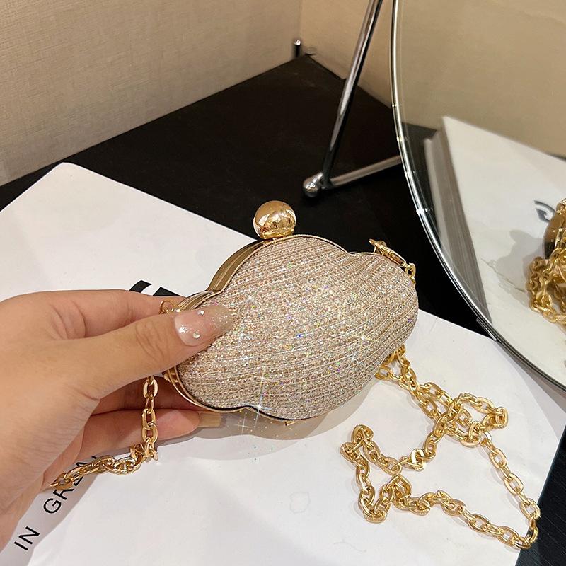 Bags Bag 2025 New European and American Fashion Rhinestone Foreign Style Mini Lipstick Bag Women's Chain Messenger Dinner Bag