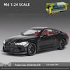 1:24 BMW M4 Diecast Car Model with Shock Absorption, Pull-Back, Steering, Sound, and Light Features.