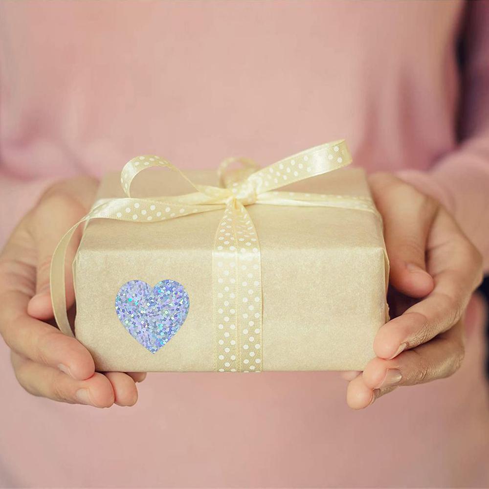 Exquisite 500Pcs Laser Blank Love Heart Stars Round Stickers 1Inch Handmade Decoration Holiday Birthday Party Sealing Label