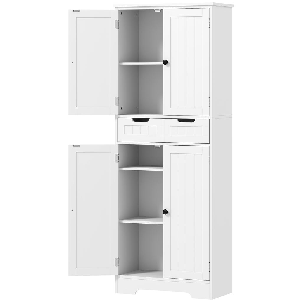 Tall Bathroom Cabinet, Freestanding Bathroom Storage Cabinet with Drawer, Shelves and Doors, 60 x 30 x 160 cm, White