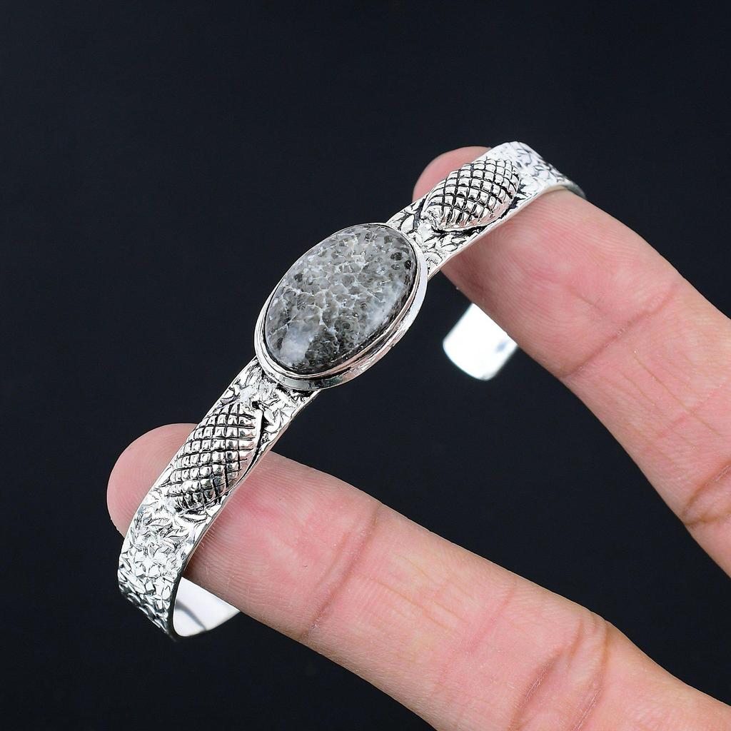 Daughters Day Deal Natural Stingray Coral 925 Silver Mother Wedding Boho Bangle