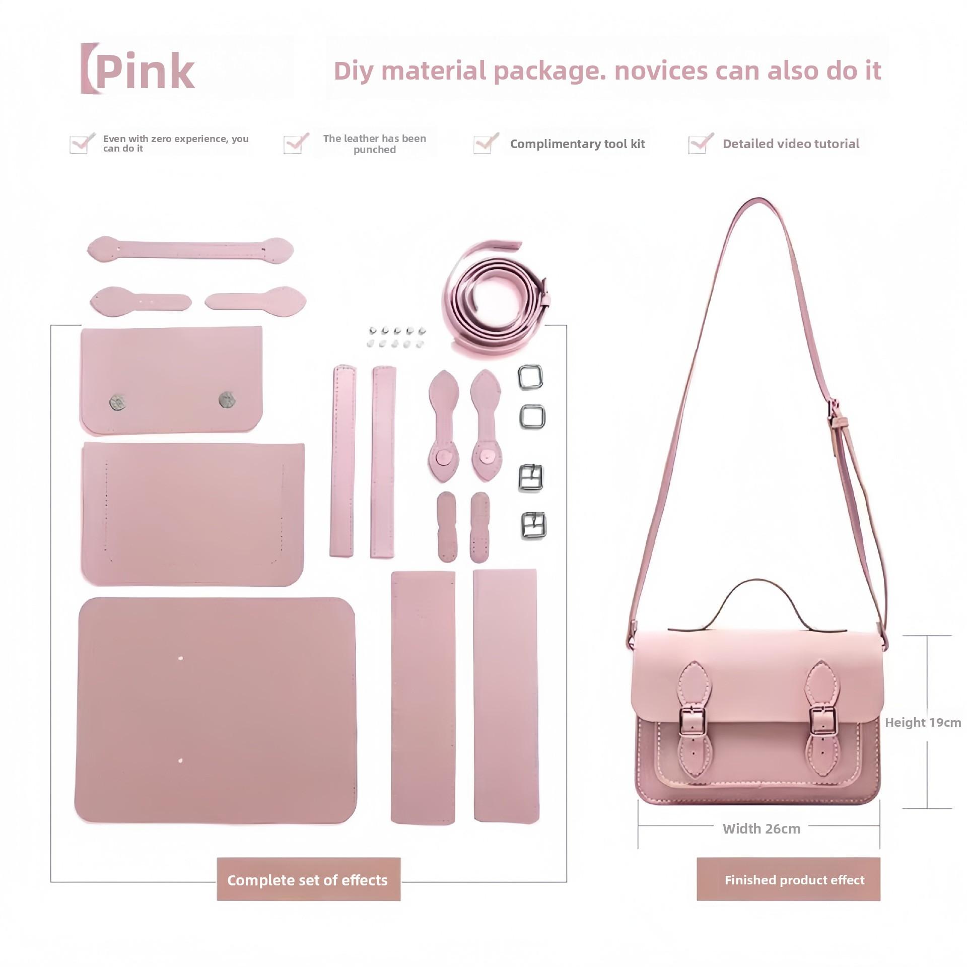 MTMA Handgemaakte Doe-het-zelf Tas Maak Je Eigen Nieuwe Handgemaakte Geweven Cambridge Tas Dames Schouder Crossbody Doe-het-zelf Vierkante Tas Mode roze