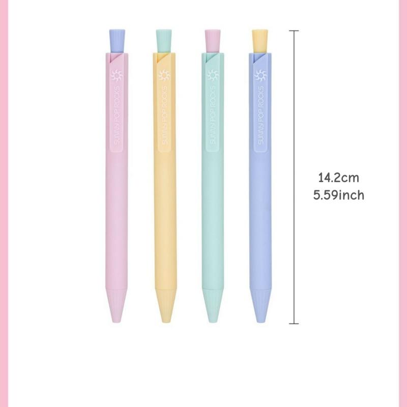 4pcs Macaron Color Design Gel Ink Pens Set Sunny Pop Rocks Series 0.5mm Ballpoint Black Ink for Writing School Office